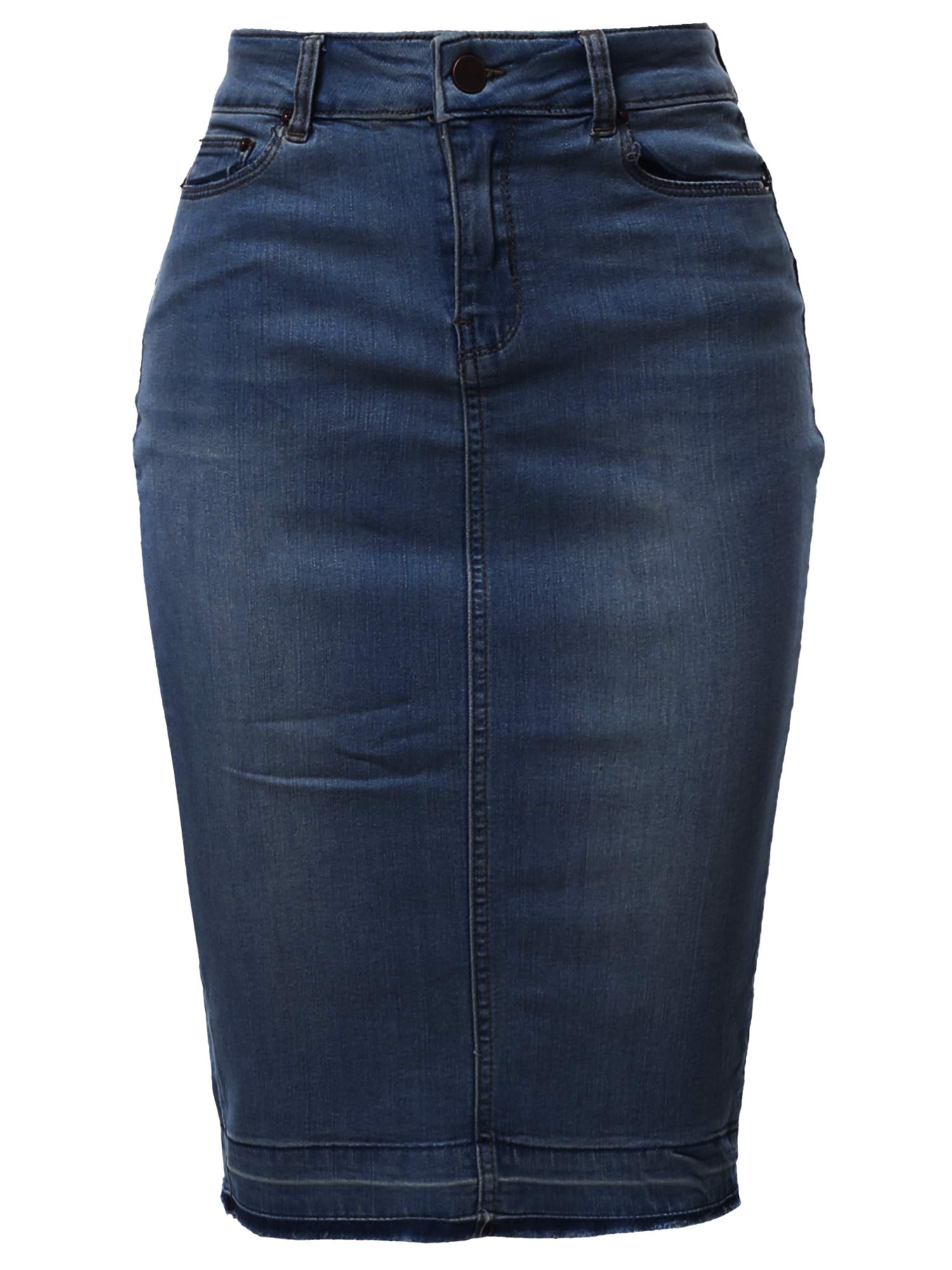 Rayon Knee Length Back Slit Denim Jean Pencil Skirt Best Price ⋆ ...