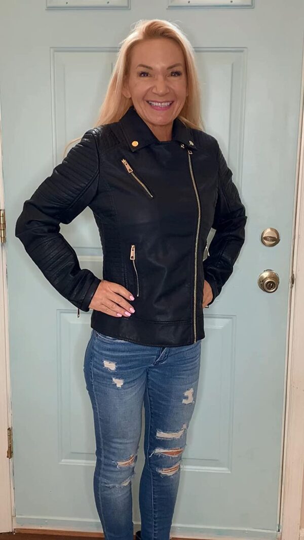 71j+ZErZRSL.SL1500 Bellivera Girls' Faux Leather Moto Jacket - Stylish and Eco-Friendly Spring & Autumn Casual Coat with Zipper Pockets