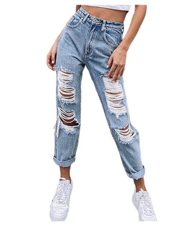 Jeans for Women High Waisted Stretch Baggy Straight Leg Ripped
