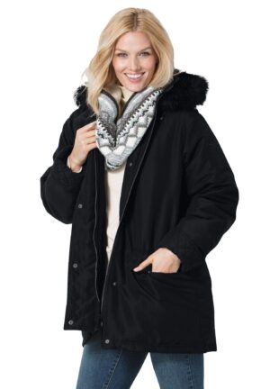 Women's Plus Size Microfiber Down Parka Winter Coat