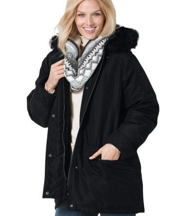 Women's Plus Size Microfiber Down Parka Winter Coat
