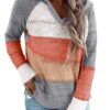 Lightweight Color Block Hooded Sweaters Knit Pullover