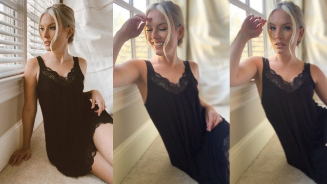 81m3RGk5I6L.SL1500 Gown Women Chemise V Neckline Lace-Trimmed Nightgown Scalloped
